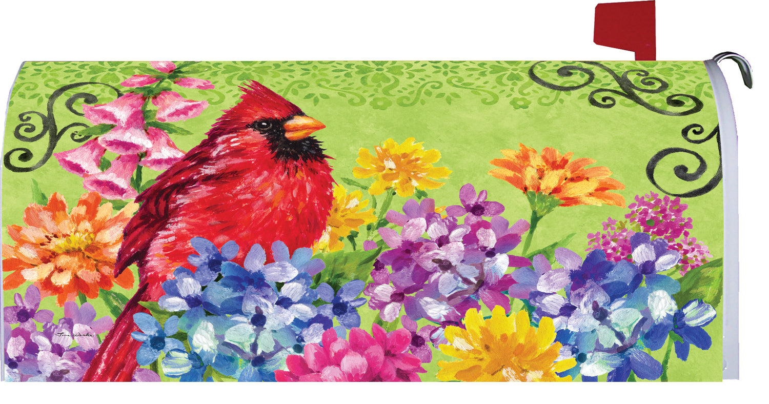 Cardinal with Flowers-Mailbox Makeover