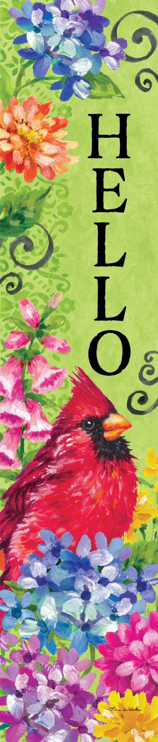 Yard Expression-Cardinal with Flowers