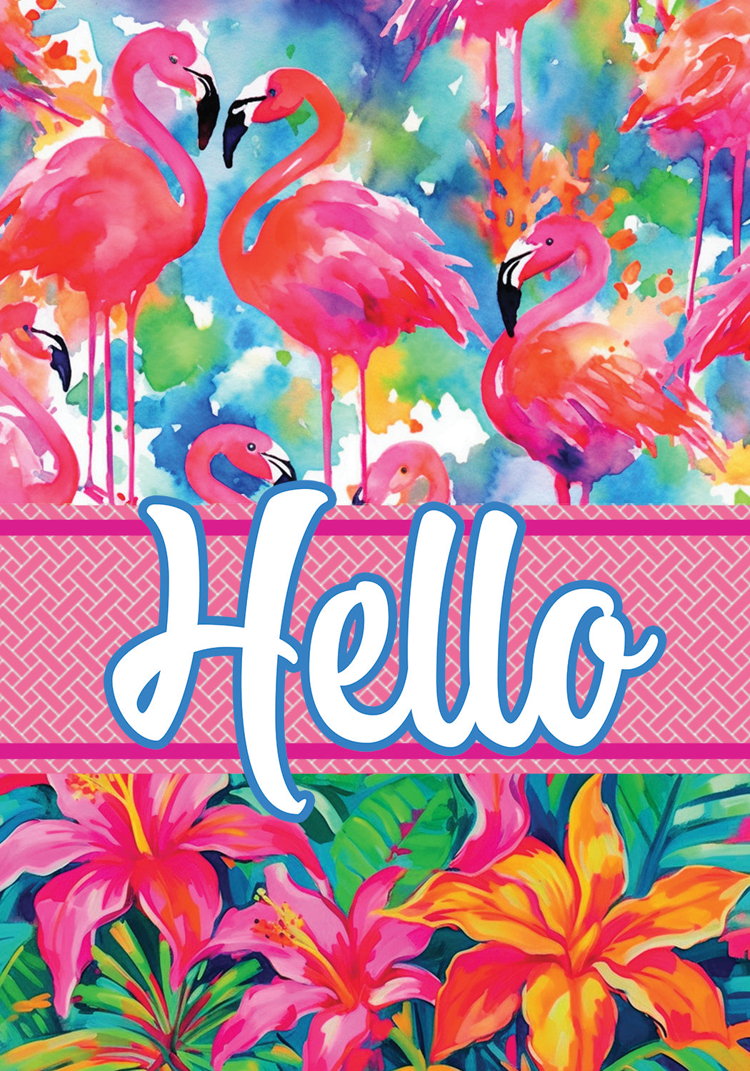 Watercolor Flamingos-Flag