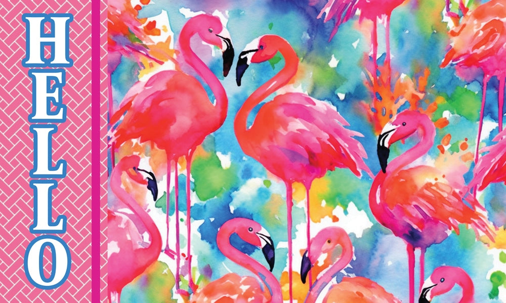 Floor Mat-Watercolor Flamingos