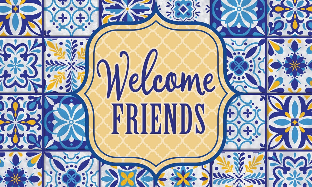 Floor Mat-Blue and Yellow Tile