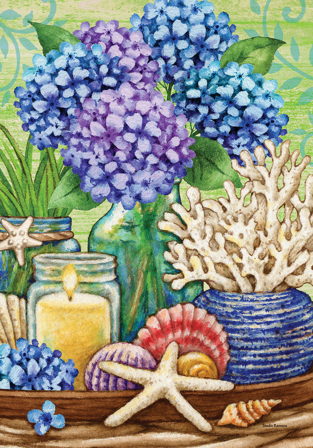 Hydrangeas Still Life-Flag