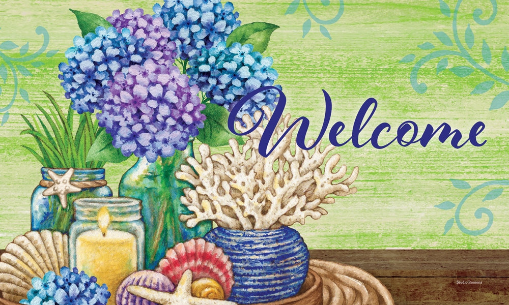 Floor Mat-Hydrangeas Still Life