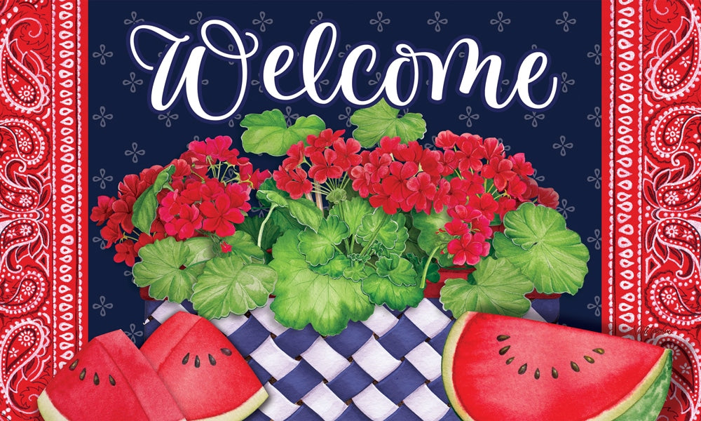 Floor Mat-Watermelon and Flags