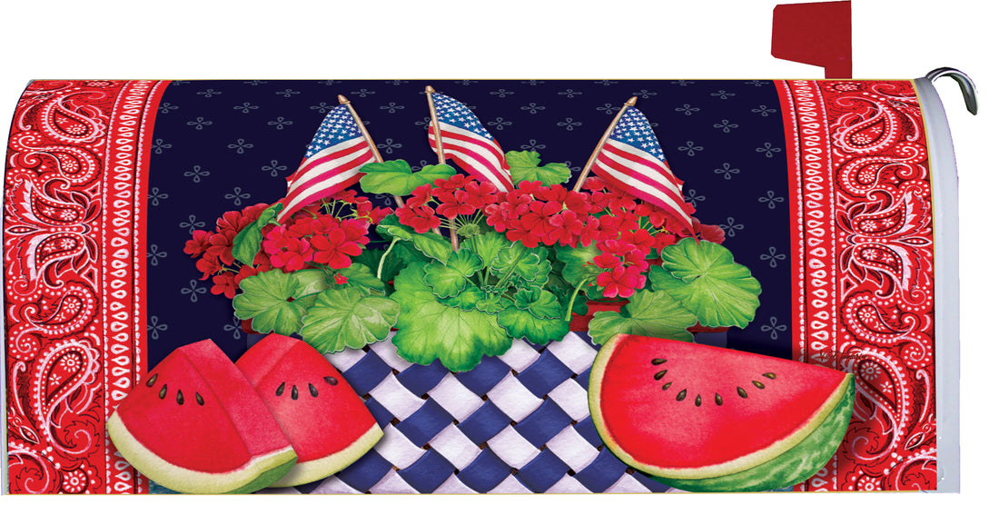 Watermelon and Flags-Mailbox Makeover
