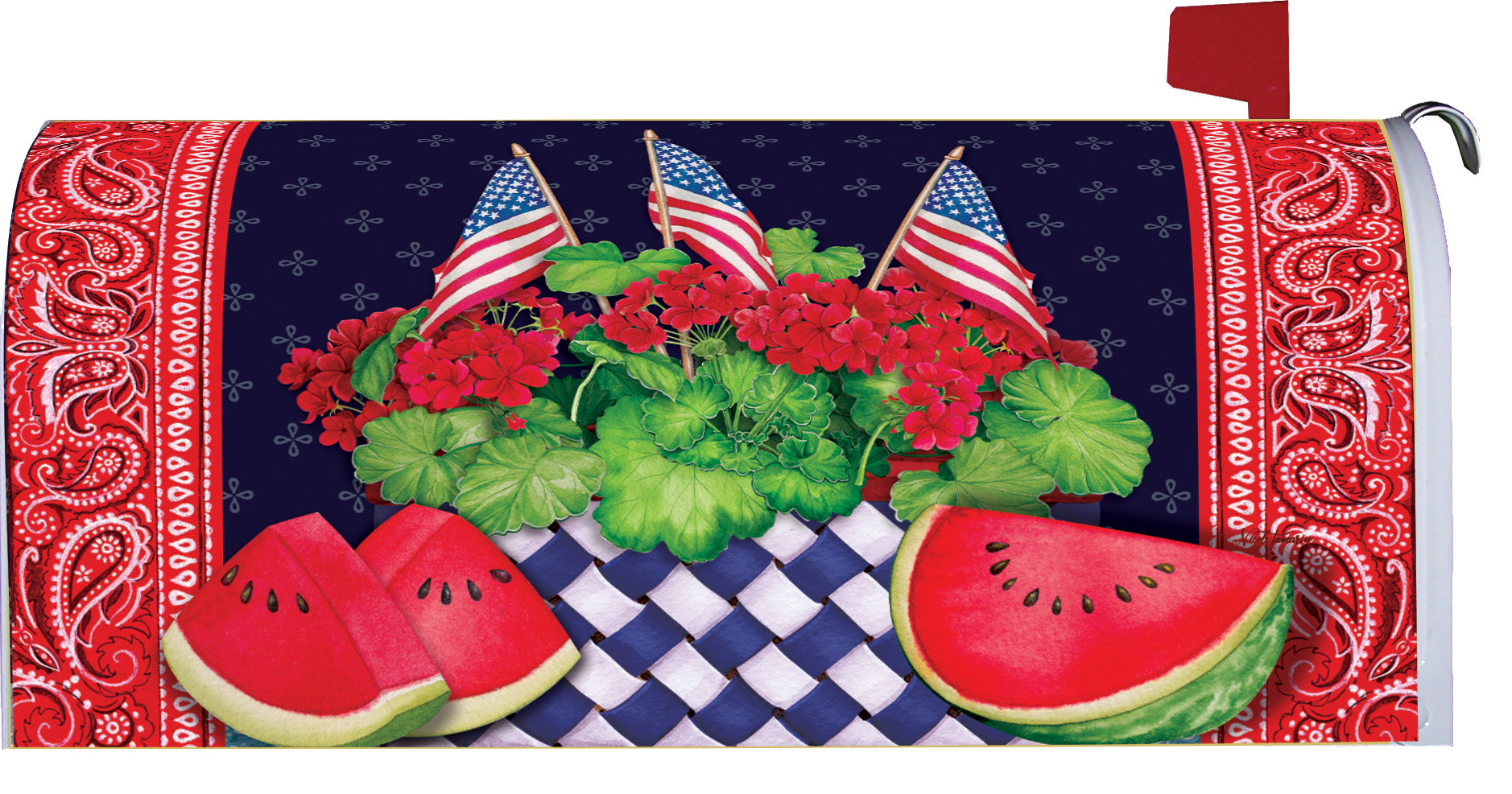 Watermelon and Flags-Mailbox Makeover