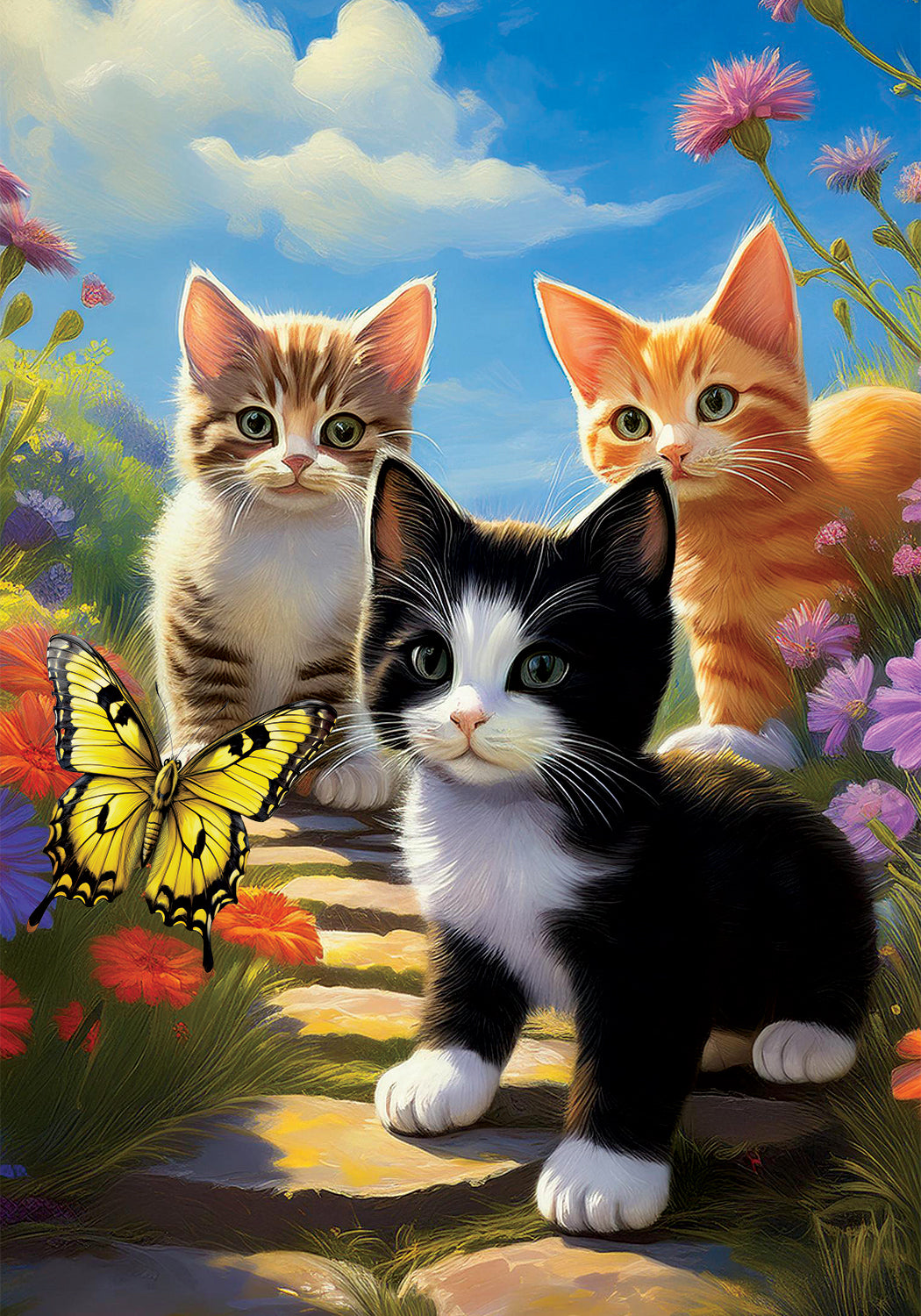 Kittens and Butterflies-Flag