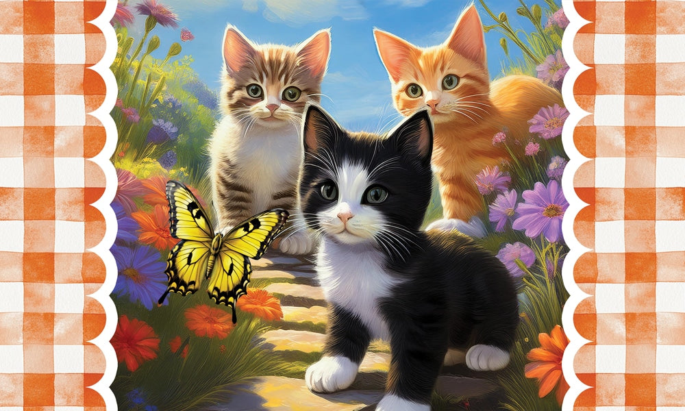 Floor Mat-Kittens and Butterflies