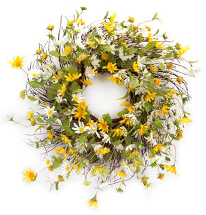 Yellow and White Daisy Wreath