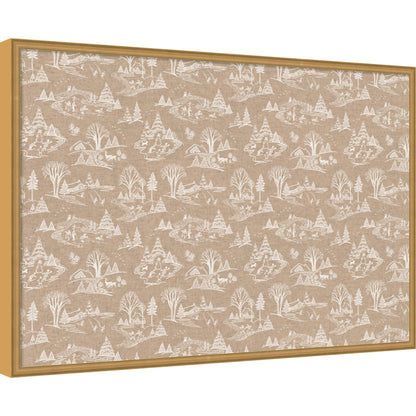 Kate and Laurel Framed Fabric Pinboard Wonderland White Toile