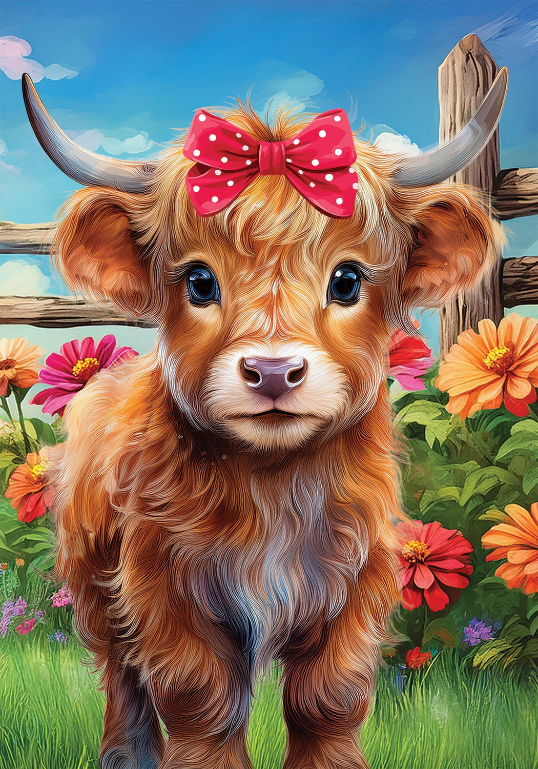 Wind Current Flag-Highland Cow Girl