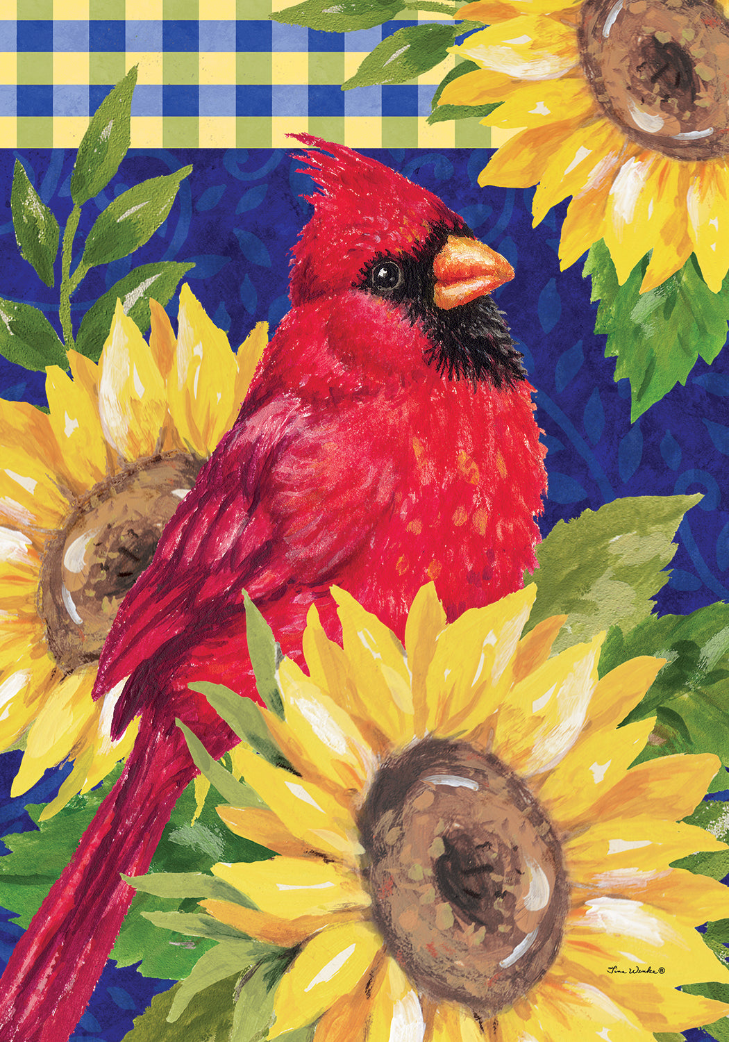 Cardinal and Sunflowers-Flag