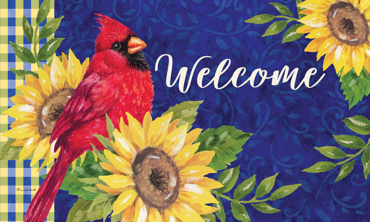 Cardinal and Sunflowers- Floor Mat