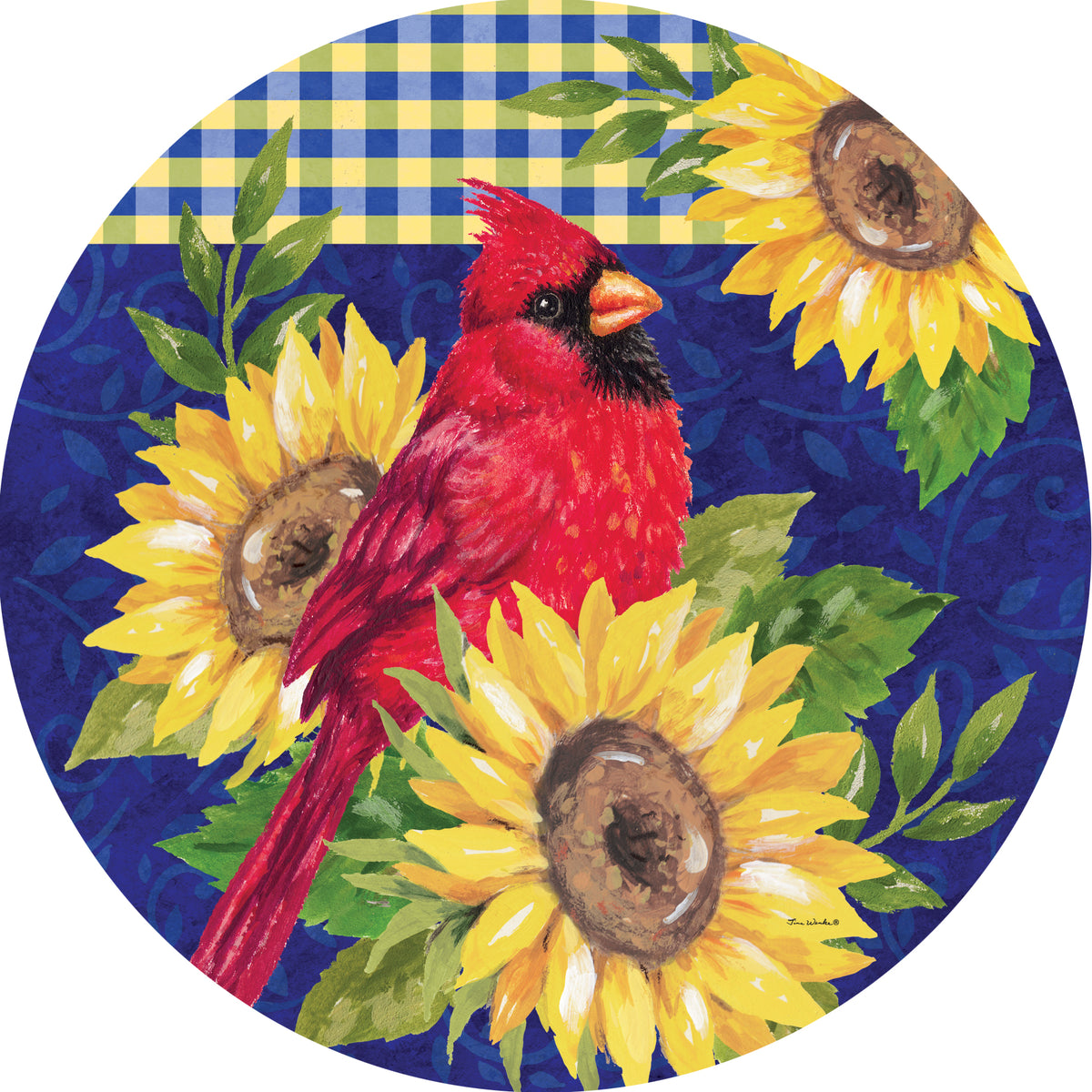Cardinal and Sunflowers-Accent Magnet