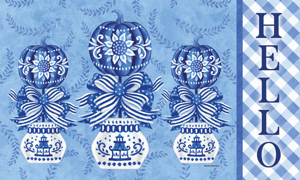 Chinoiserie Pumpkin Topiary- Floor Mat