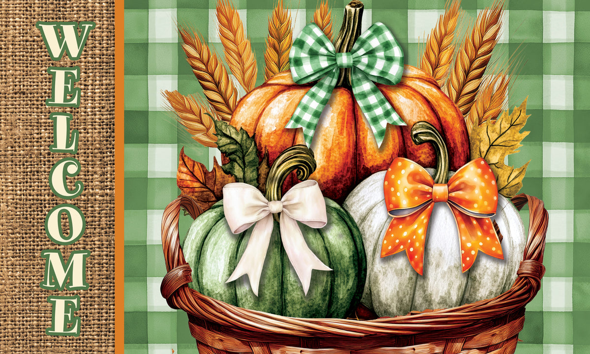 Pumpkin Bows Basket- Floor Mat