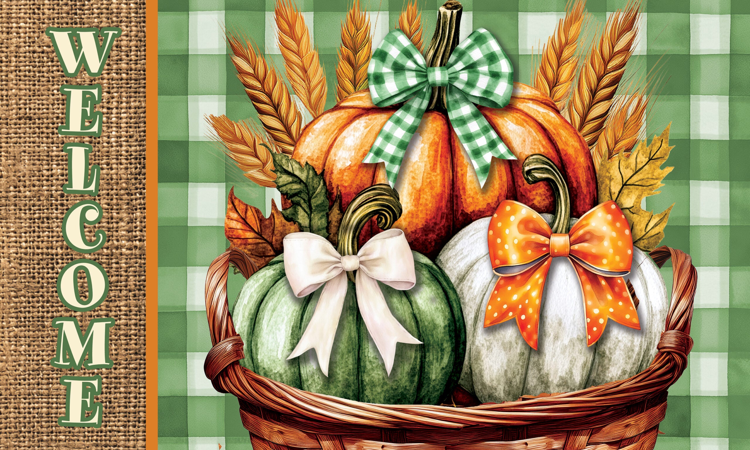 Pumpkin Bows Basket- Floor Mat