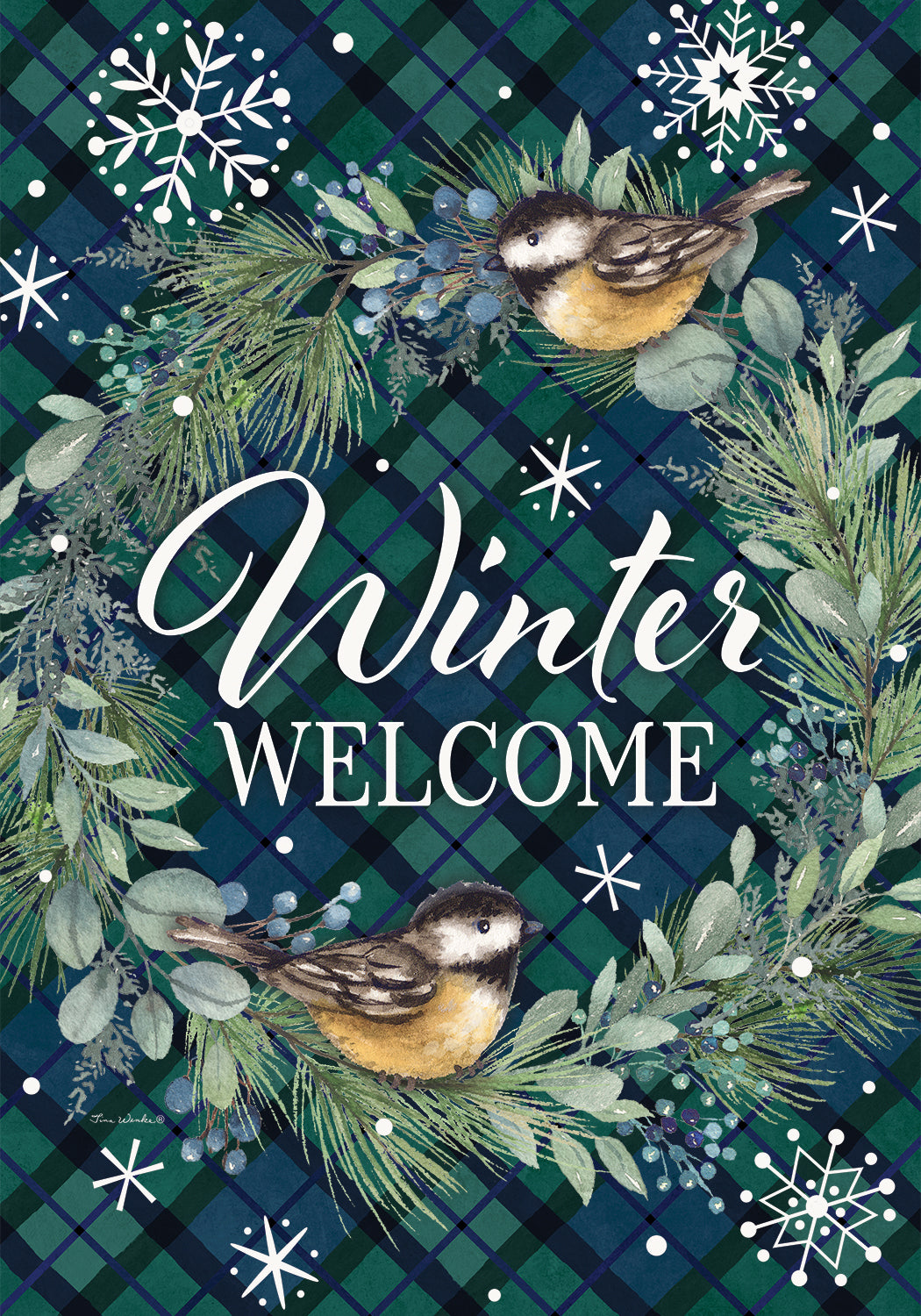 Chickadee Wreath-Flag