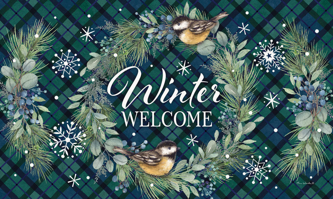 Chickadee Wreath- Floor Mat