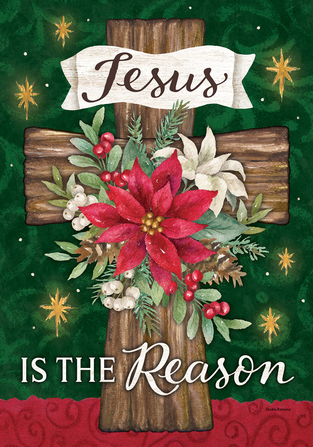 Poinsettia Cross-Flag