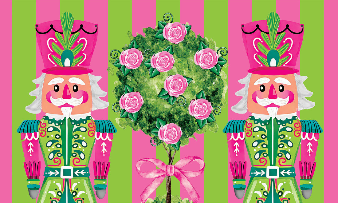 Pink-Green Nutcrackers- Floor Mat