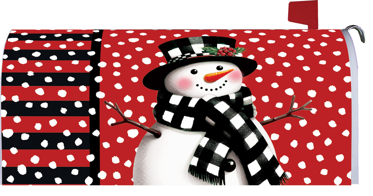 Checkered Snowman-Mailbox Makeover