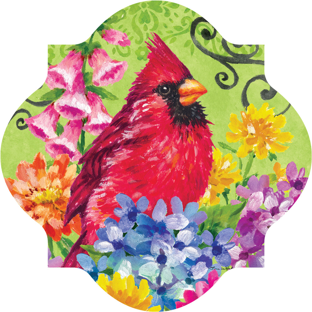 Cardinal with Flowers-LG Hang Around