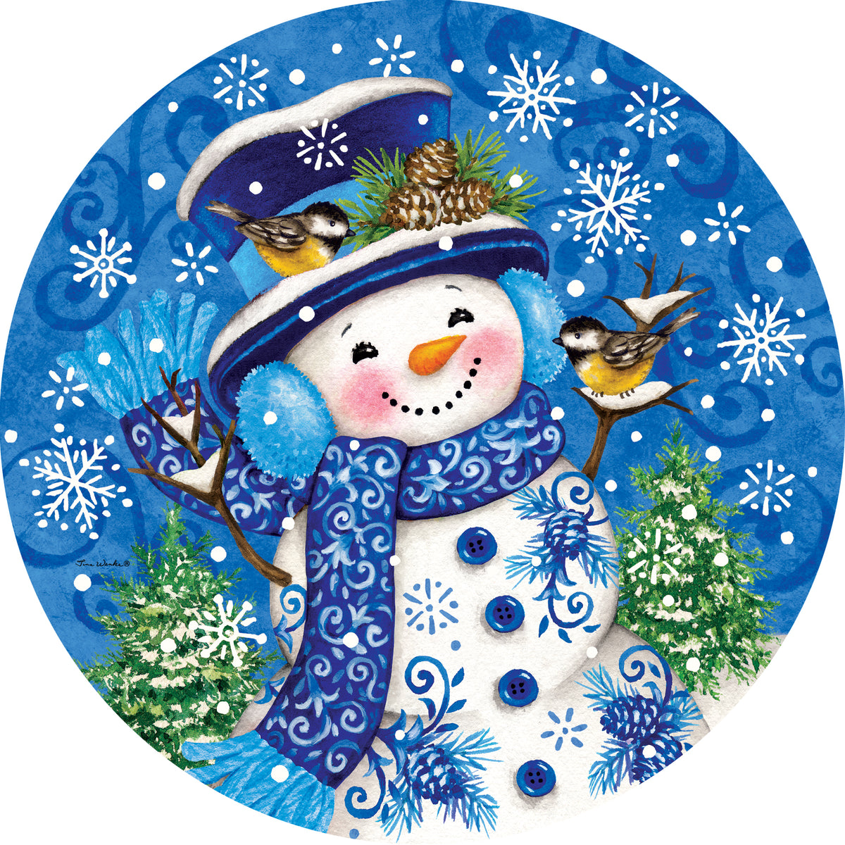 Chinoiserie Snowman-Accent Magnet