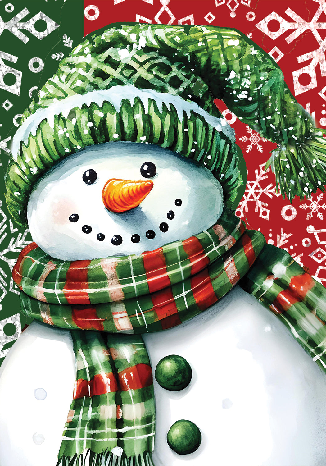 Red and Green Snowman-Flag