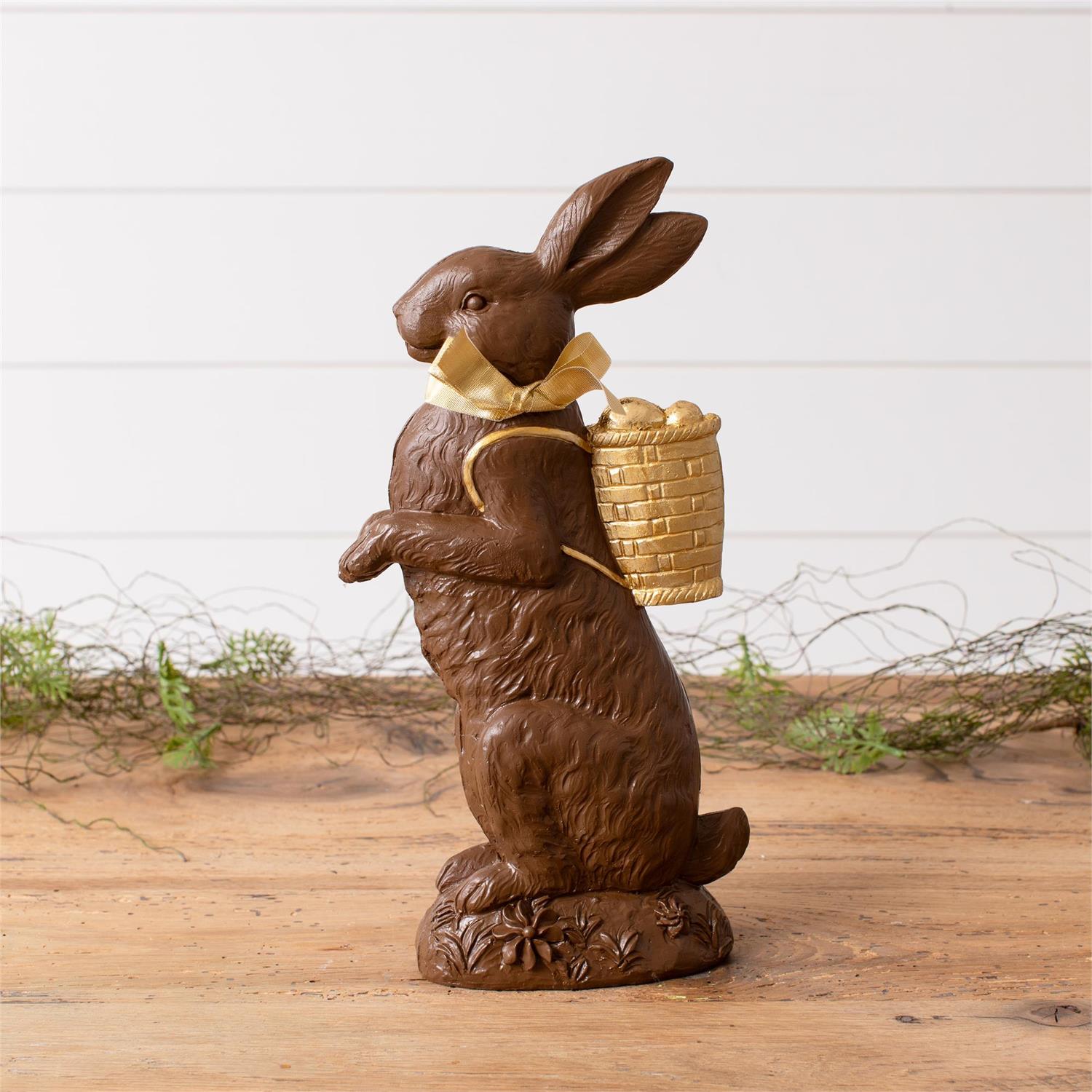 Vintage Chocolate Rabbit With Gold Basket