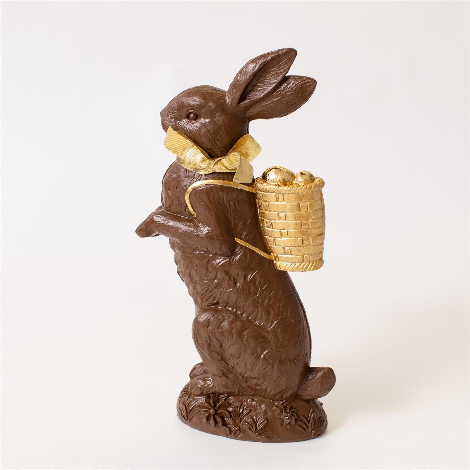 Vintage Chocolate Rabbit With Gold Basket