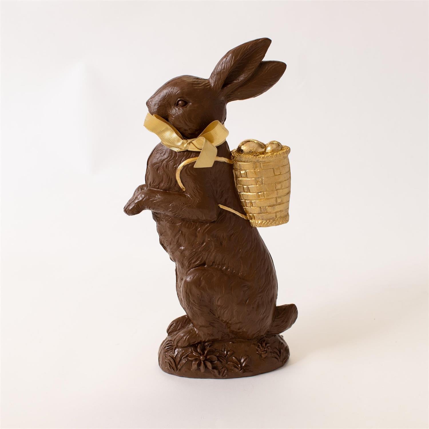 Vintage Chocolate Rabbit With Gold Basket