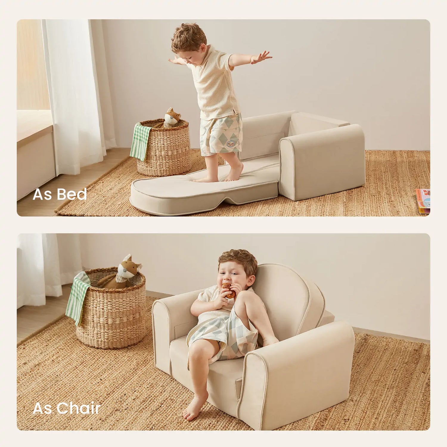 Tiny Land® GentleSnug Kid Chair - Beige White