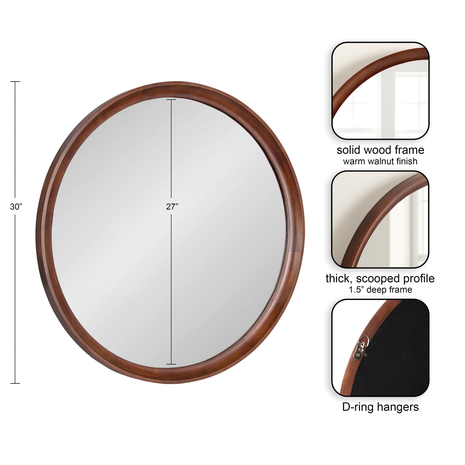 Hatherleigh Round Wood Wall Mirror