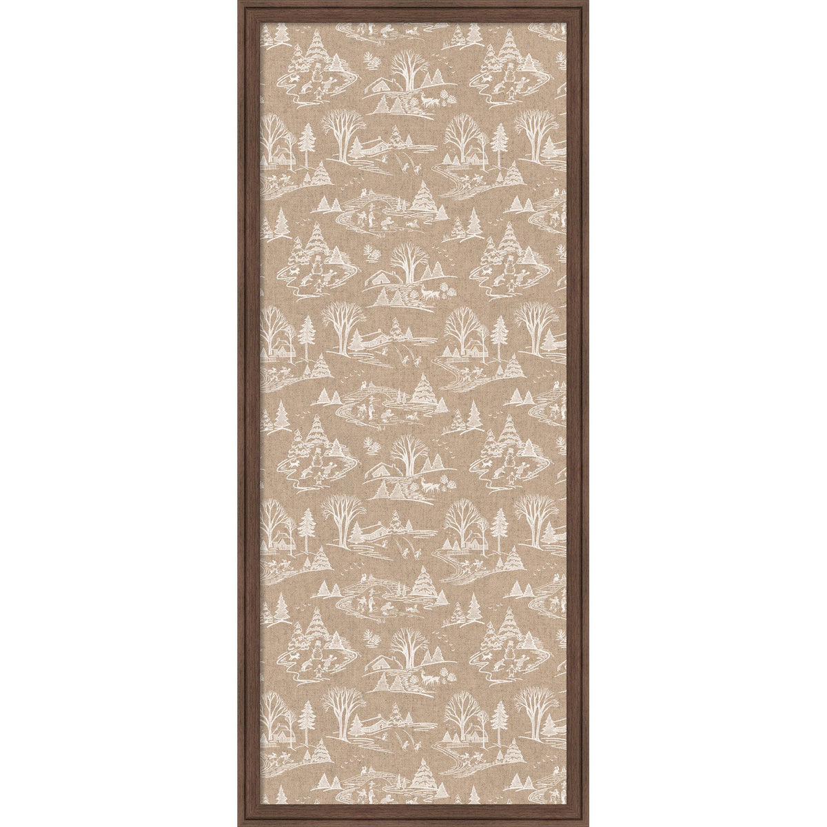 Kate and Laurel Framed Fabric Pinboard Wonderland White Toile