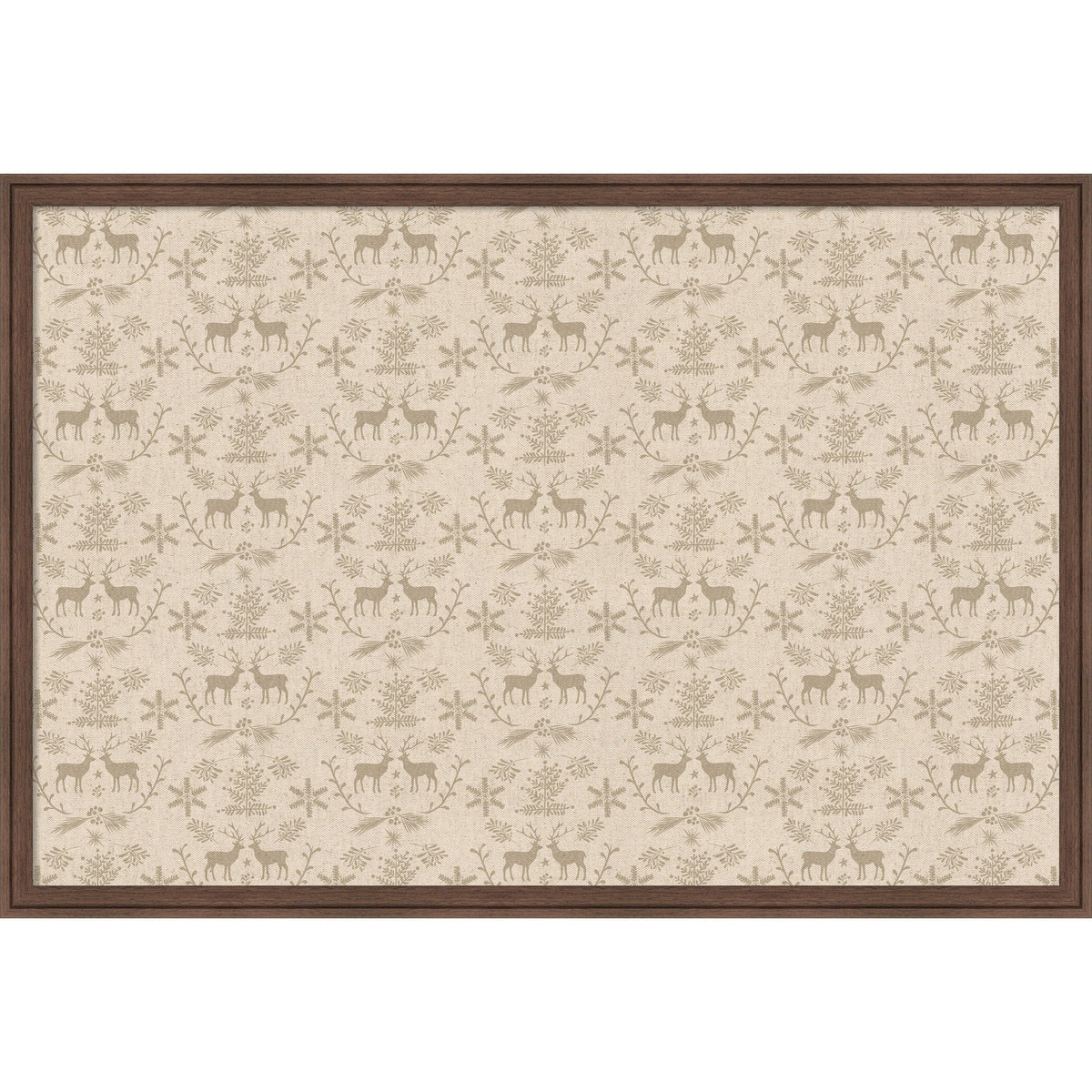 Framed Fabric Pinboard Reindeer Linen Printed Bulletin Board