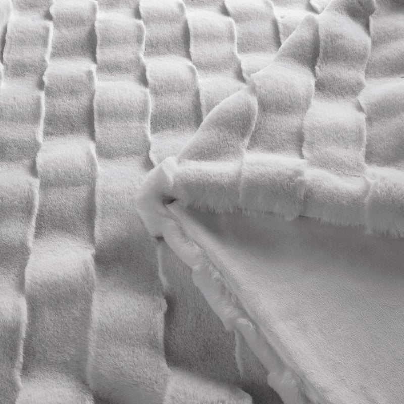 Vivienne Faux Fur Throw - Light Grey