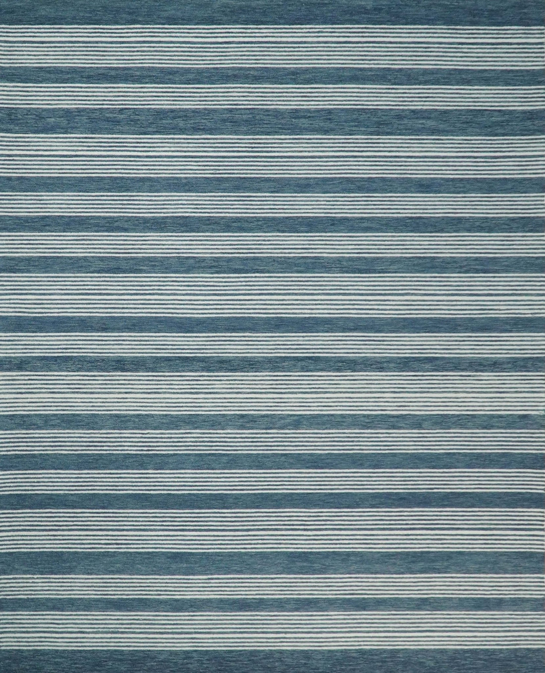 Blue Modern Stripes Pattern Hand Tufted Wool Area Rug