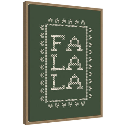 Fa La La Cross Stitch Green by Kikiandnim Framed Canvas Wall Art Print