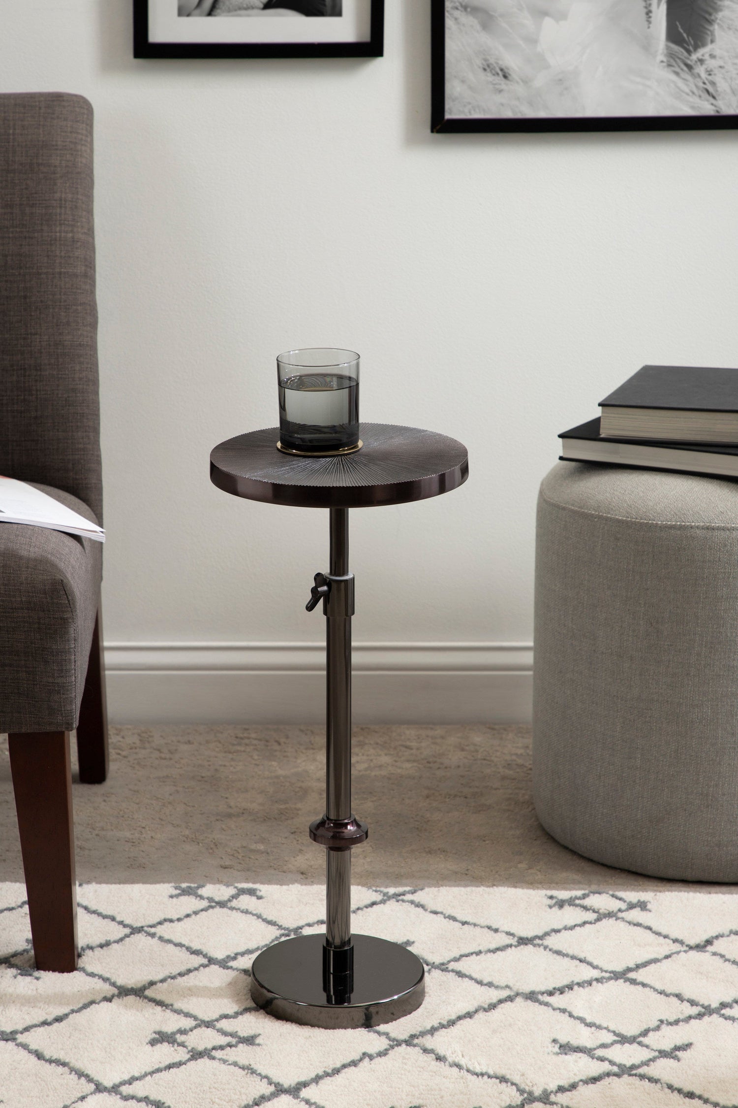 Engles Adjustable Embossed Metal Table and Plant Stand