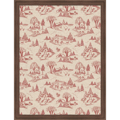 Framed Fabric Magnetic Board Wonderland Red Toile Wall Organization