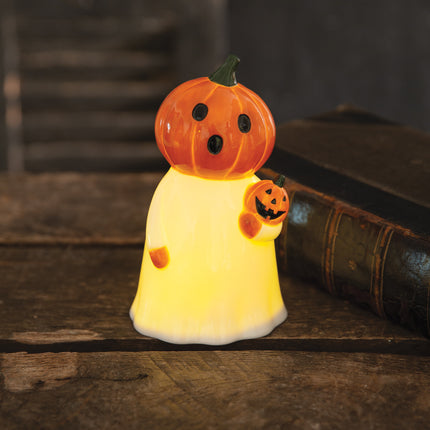 Surprised Pumpkin Ghost Figurine