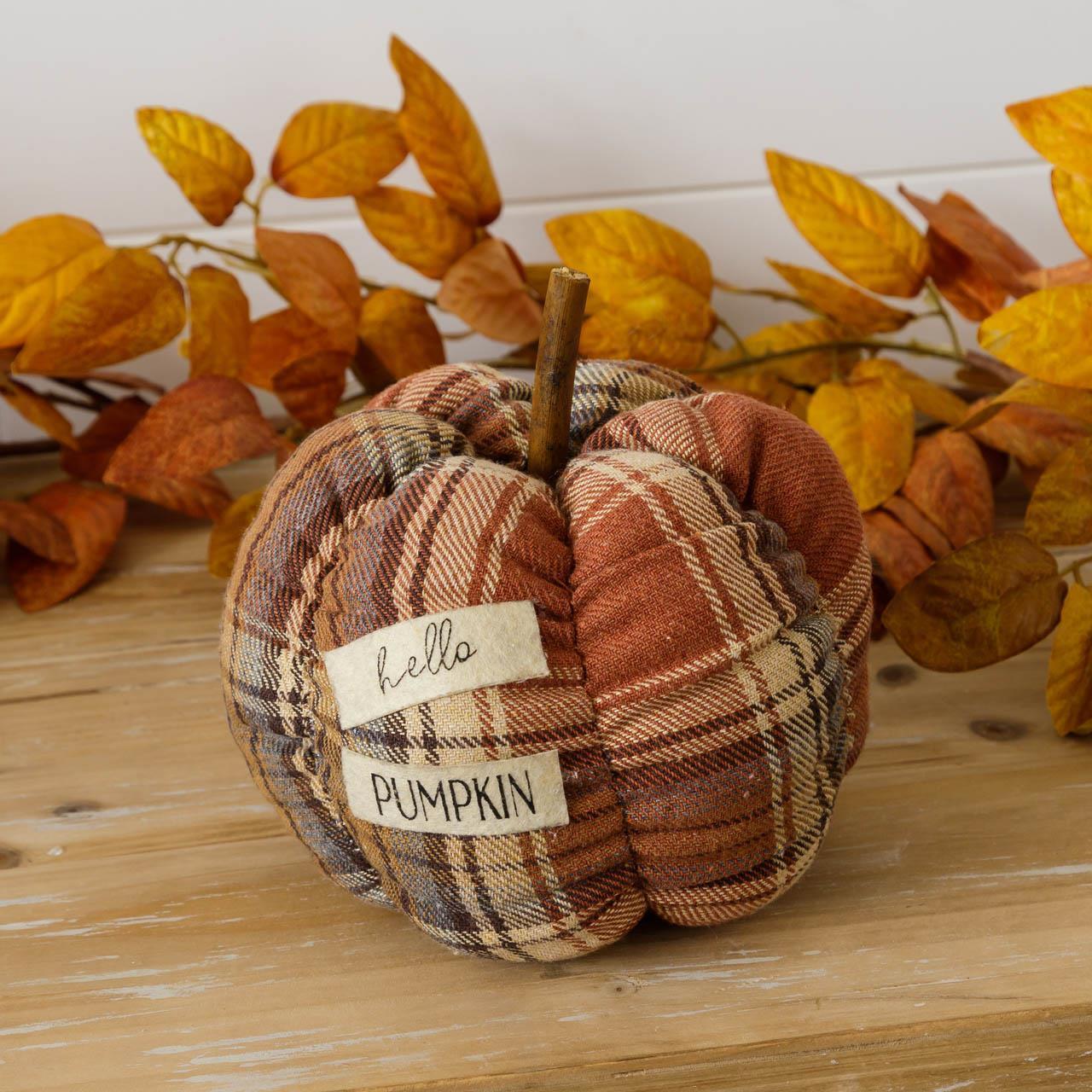 FALL PLAID PUMPKIN WITH PATCH - HELLO PUMPKIN