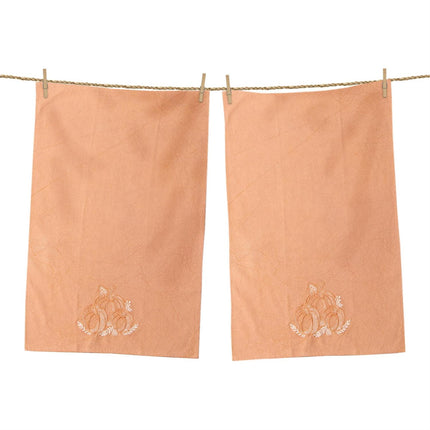 TEA TOWELS - STONEWASH WITH PUMPKIN EMBROIDERY