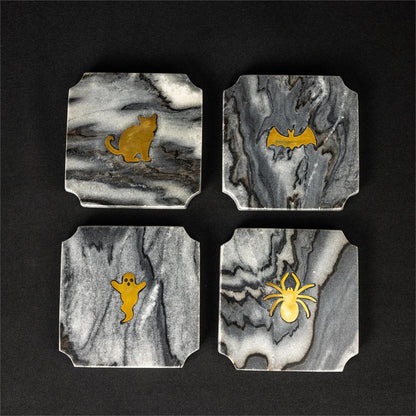 Haunted Marble Coasters Set Of 4