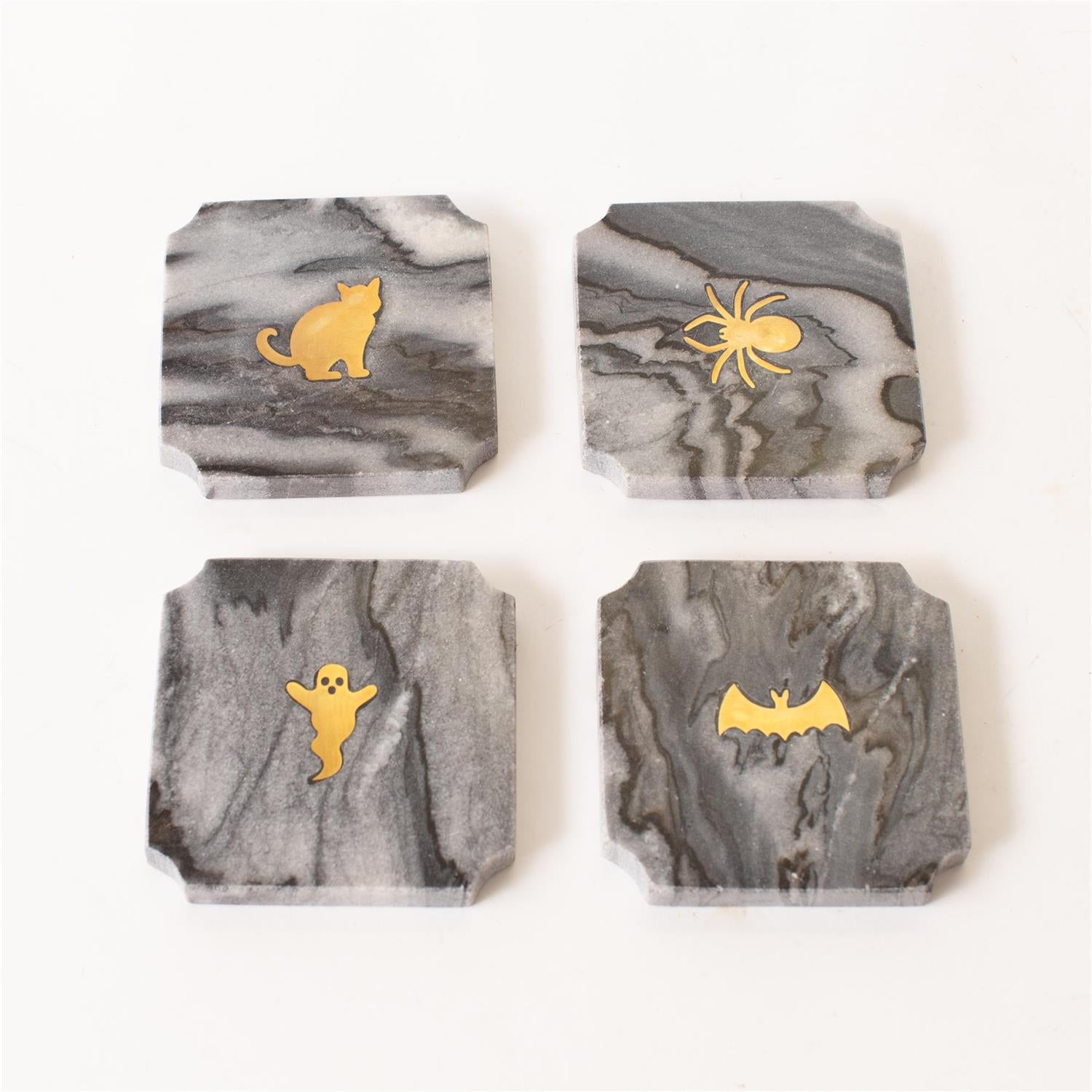 Haunted Marble Coasters Set Of 4
