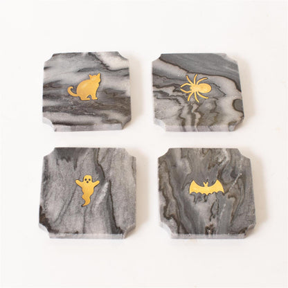 Haunted Marble Coasters Set Of 4