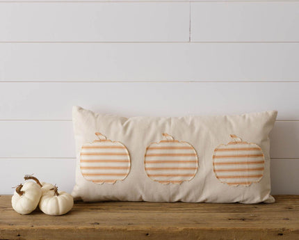 Orange Grain Sack Stripe Pumpkin Patch Pillow