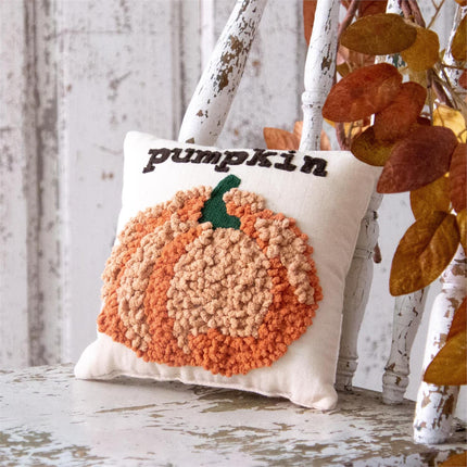 MINI PILLOW - HAND-HOOKED PUMPKIN