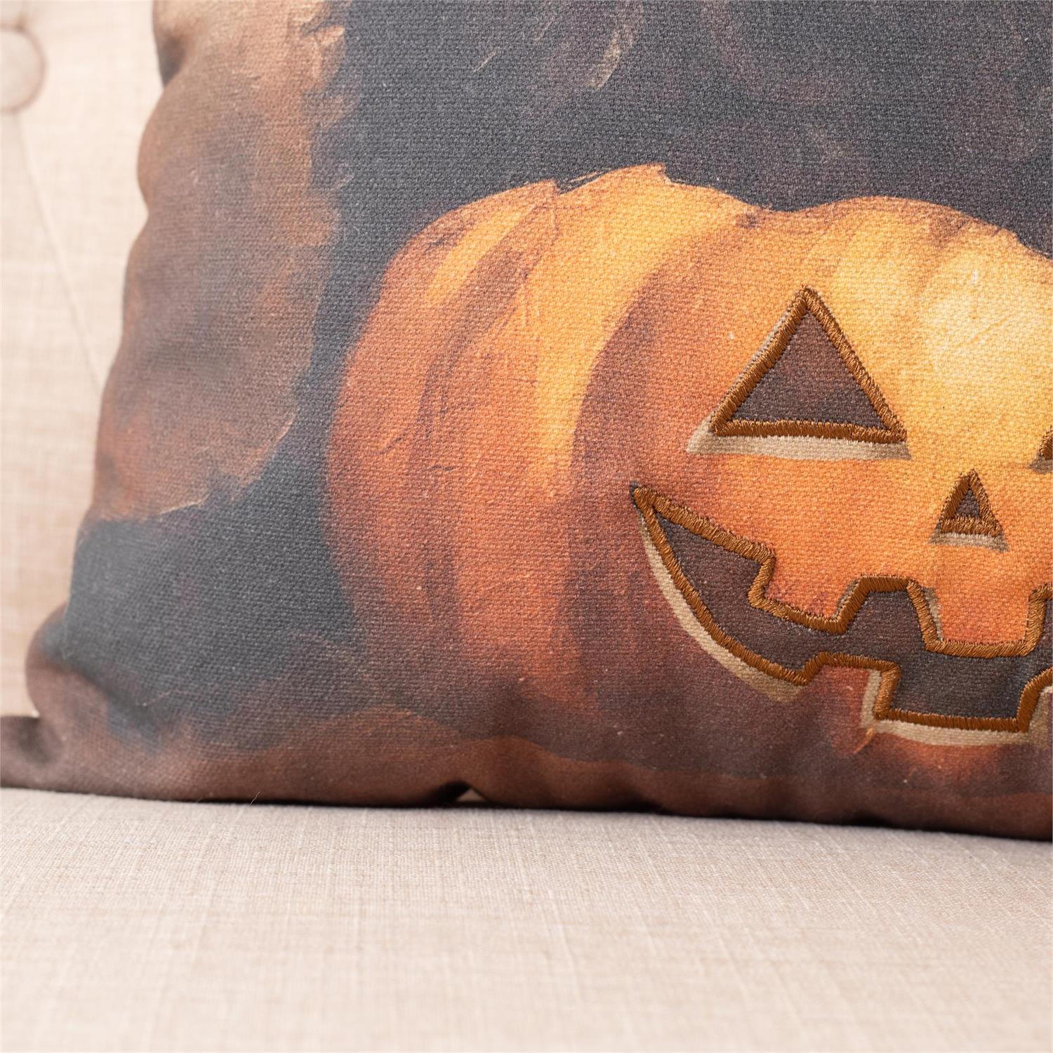 Pillow - Black Cat On Jack O&